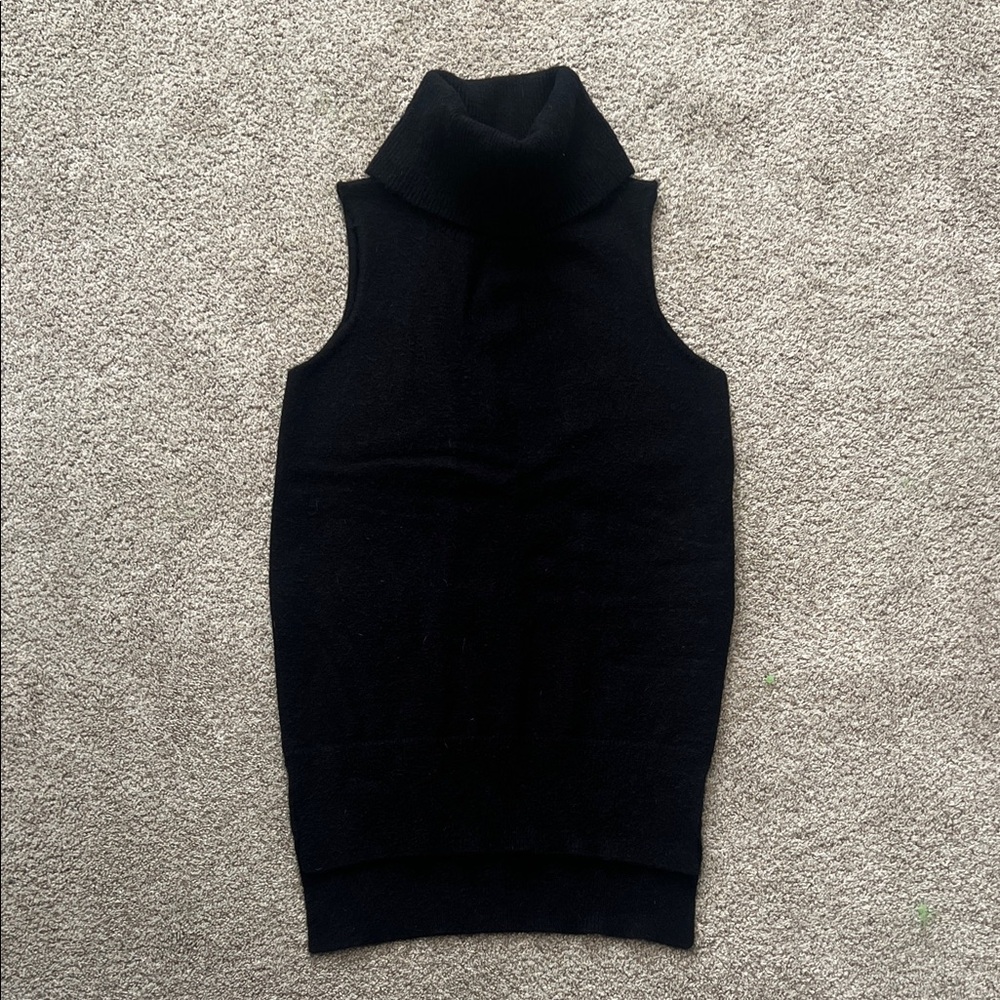 Black Sleeveless Turtleneck Sweater